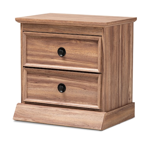 Ryker Oak Finished 2-Drawer Wood Nightstand